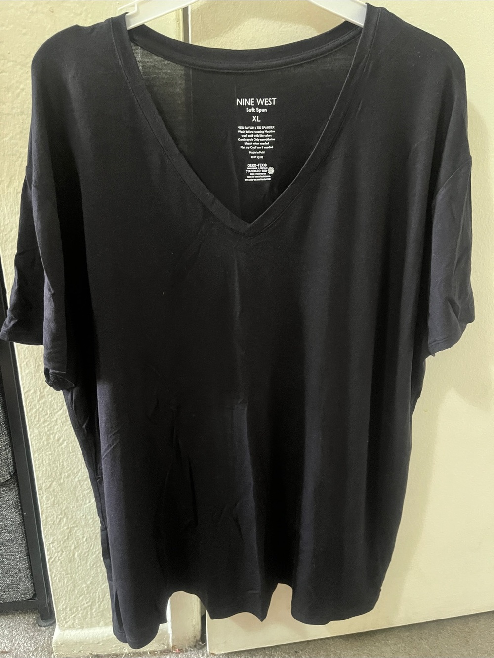 Nine West Black V-Neck Tee Shirt